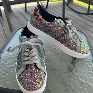 INC International Concepts Danelia Woman Size 7.5 Multi-color Glitter‎ Sneakers